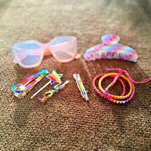 EUC Pride Accessory Bundle - Rainbow Sunglasses, Hair Claw, Hair Pins, Bracelets